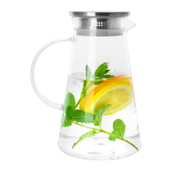 Krumble Karaf met filter, handvat en aluminium deksel 1,2 l glas