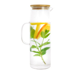 Krumble Karaf met handvat en houten deksel 1,5 l glas