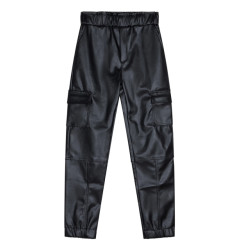 Indian Blue Meiden cargo broek leatherlook black