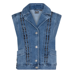 Indian Blue Meiden denim gilet borduursel