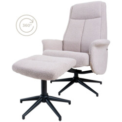 Home67 Relaxfauteuil bindy + hocker bouclé naturel