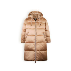 NoBell Meisjes winterjas lang puffer met capuchon baggo beige