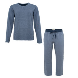 Phil & Co Heren pyjama set lang katoen blauw