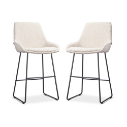 Nolon Nino-isa barkruk bouclé zwart onderstel 65 cm set van 2