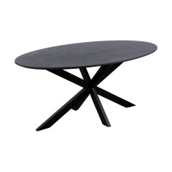 QUVIO Eettafel sofia– ovaal – 180x90 cm – stalen kruispoot – fsc®-gecertificeerd mangohout –