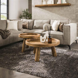 Hoyz salontafel tripod massief mango zandkleur set van 2