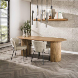 Hoyz eetkamertafel 215cm wave massief mango zandkleur