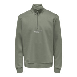 Only & Sons Onscurated reg half zip sweat olijf