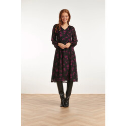 Smashed Lemon 23714-999-380 v-hals jurk met bloemenprintpaars |
