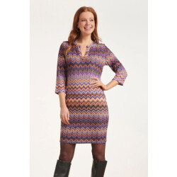 Smashed Lemon 24654 jurk met paarse multicolour zigzagprint |