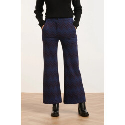 Smashed Lemon 24678 zigzag print broek met flared pasvorm |