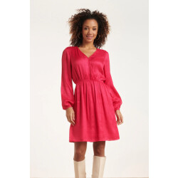 Smashed Lemon 24699 fuchsia jacquard v-hals jurk met zebra motief |