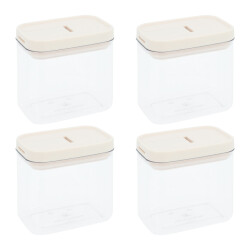 Krumble Voorraadpot rechthoek set van 4 800 ml plastic beige
