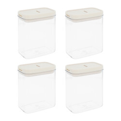 Krumble Voorraadpot rechthoek set van 4 1300 ml plastic beige