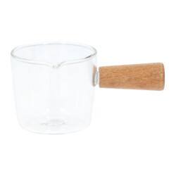 Krumble Melkkannetje met houten handvat glas