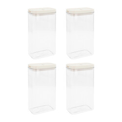 Krumble Voorraadpot rechthoek set van 4 1800 ml plastic beige