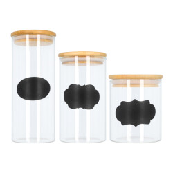 Krumble Voorraadpotten glas set van 3 incl. 80 krijtstickers