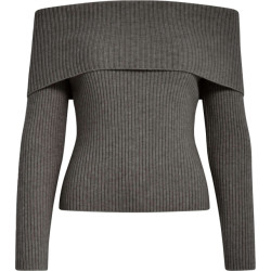 Minus Msfame off shoulder knit pull gunmetal mel