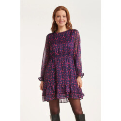 Smashed Lemon 24540 korte jurk met fuchsia bloemenprint |