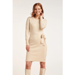 Smashed Lemon 24622 beige gebreide jurk met ronde hals |