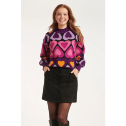 Smashed Lemon 24598 gebreide top met hartjesprint |