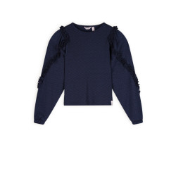 NoNo Meisjes t-shirt jersey fancy mouw kysa navy