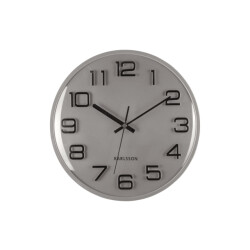 Karlsson wandklok 3d numbers silver painted- Ø30,5cm