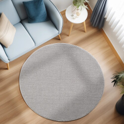 Muratap Loom uni effen vloerkleed rond uni kleur zilver woonkamer slaapkamer