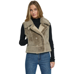 Minus Mspat faux fur vest winter twig sand