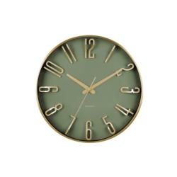 Karlsson wandklok elevated glam metallic jungle green- Ø35,5cm