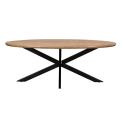 Livingfurn eetkamertafel jesper oval 210 cm mangohout / gecoat staal