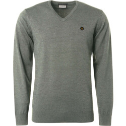 No Excess Pullover v-neck 2 coloured melange smoke