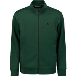 No Excess Sweater full zipper twill jacquard dark green