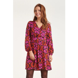 Smashed Lemon 24515 --fuchsia gedrukte korte jurk |