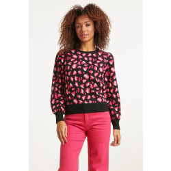 Smashed Lemon 23598 animal print gebreide top met pofmouwen