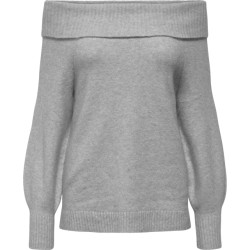 Only Onljeanett life l/s off shoulder cc knt light grey