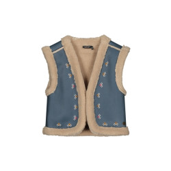 Like Flo Meisjes gilet teddy embroidery dewi blauw