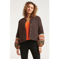 Smashed Lemon 23679 dames quilted bomber jacket met boho tribal print