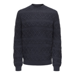 Only & Sons Onswade reg 5 struc crew neck knit navy