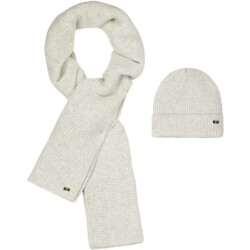 No Excess Beenie + scarf rib knit set grey melange