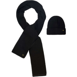 No Excess Beenie + scarf rib knit set black