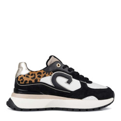 Cruyff Hyde runner black beige leopard lage sneakers dames