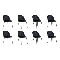 Lewis & Loft Eetkamerstoel lowen fluweel staal - set van 8