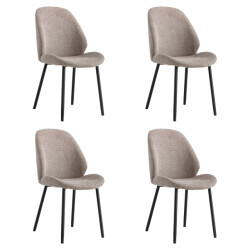 Lewis & Loft Eetkamerstoelen lola polyester staal grijs set van 4