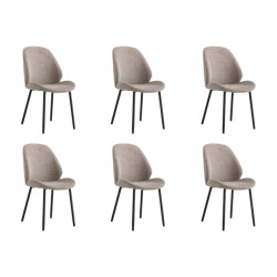 Lewis & Loft Eetkamerstoelen lola polyester staal grijs set van 6