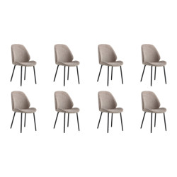 Lewis & Loft Eetkamerstoelen lola polyester staal grijs set van 8