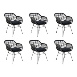 QUVIO Fauteuil tuinstoel jade met kussen staal pe rattan - set van