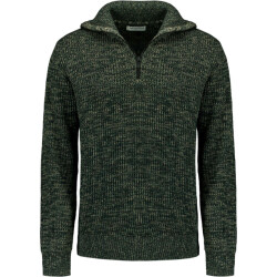 No Excess Pullover half zipper high neck 3 co dark green
