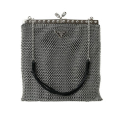 Prada Elegant zilver mesh schouder avond tas