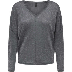 Only Onlisabel l/s v-neck shine top jrs magnet/silver g